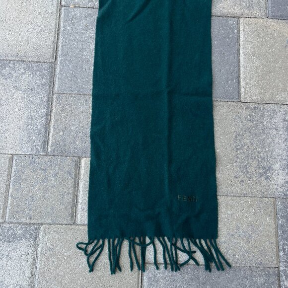 Fendi Scarf Green Fringe 53 x11 - Picture 1 of 5
